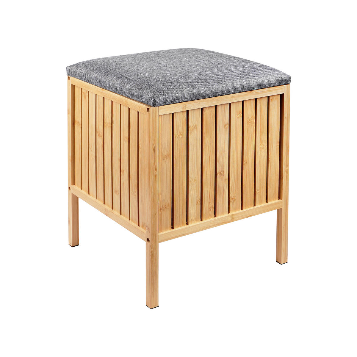 KOŠ prádla - šedá/světle hnědá, dřevo/textil (39/52/39cm) - Relaxdays