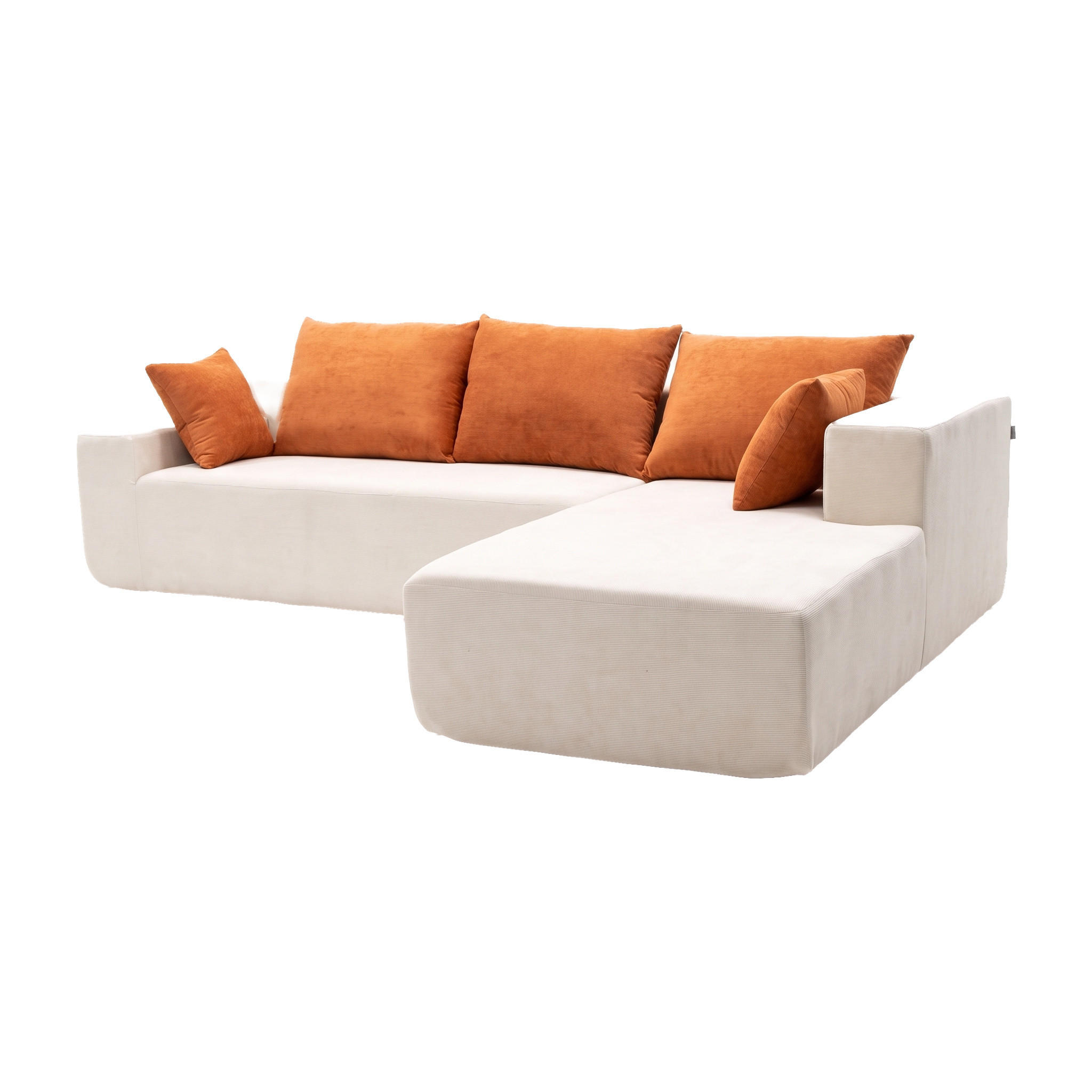 ECKSOFA Luna Weiß Orange 3-Sitzer Rechts - Weiß, Textil (267/175cm) - COCO Living