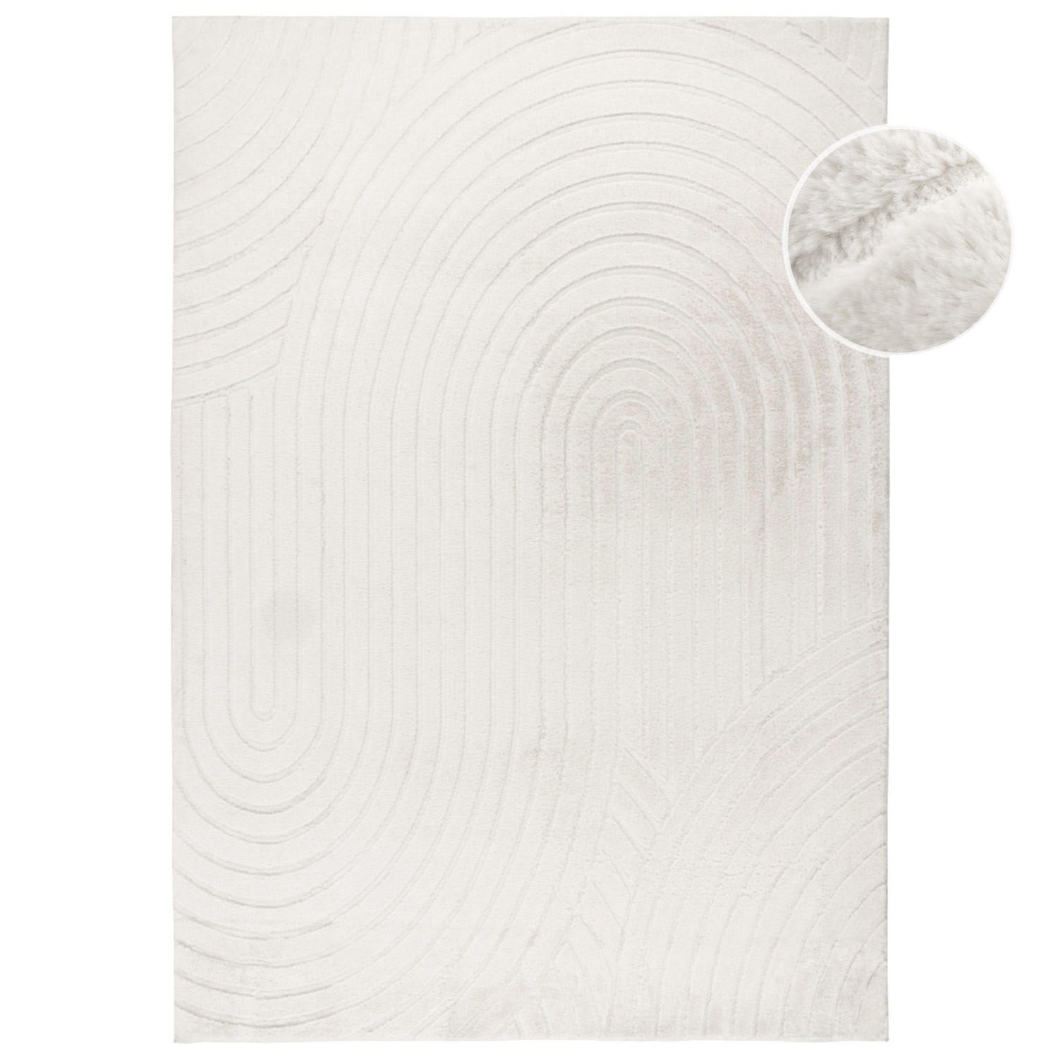 KURZFLOR-TEPPICH Waves 501 Weiß 120x170 cm - Weiß, Textil (120/170cm) - carpet city