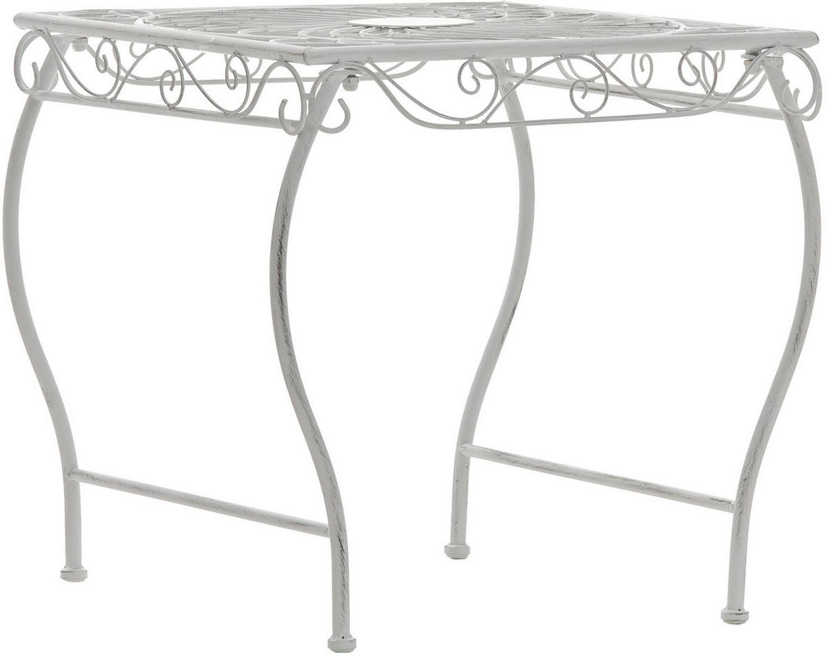 GARTENTISCH eckig 49/45/46 cm Metall Antik Weiß - Weiß, Metall (45/49/46cm) - CLP