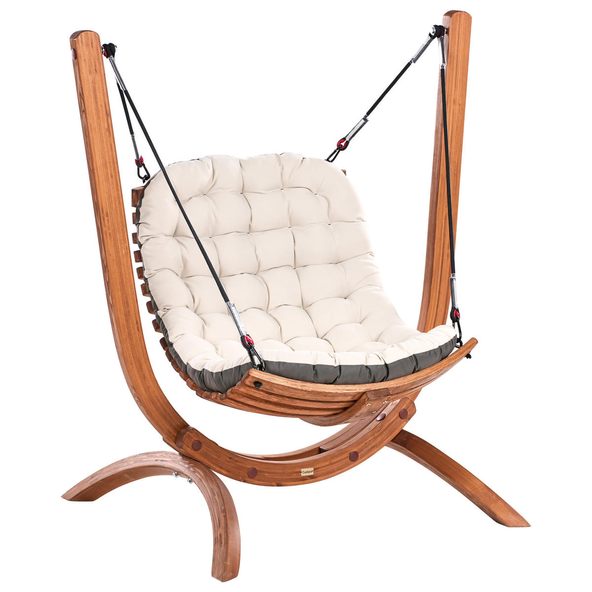 HÄNGESESSEL Braun/Beige/Grau Alliste - Beige/Braun, Holz (125/142/100cm) - Beliani