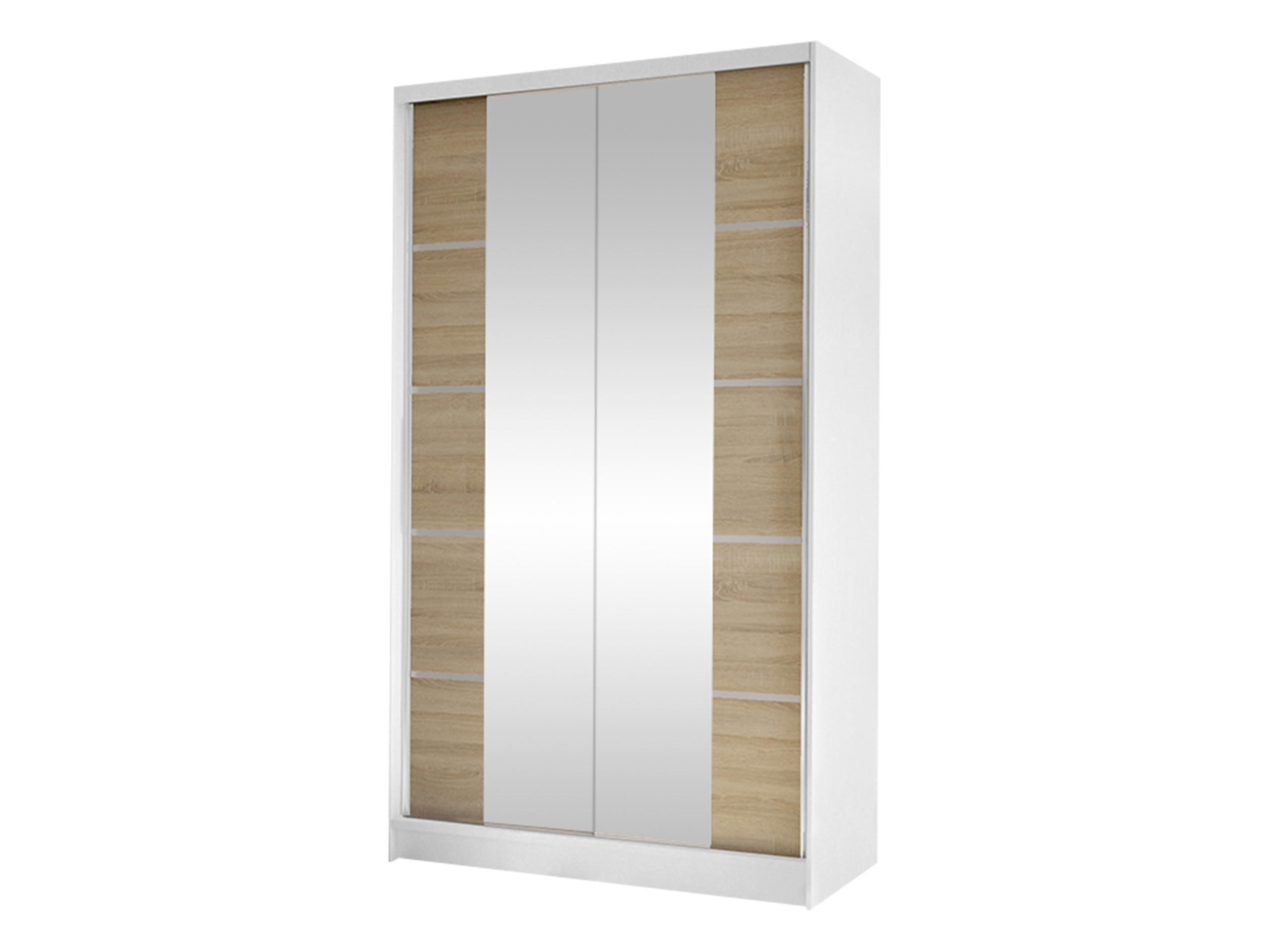 SCHWEBETÜRENSCHRANK Diego V - Weiß/Sonoma Eiche, Holzwerkstoff/Metall (100/200/58cm) - MIRJAN24