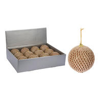 LAALU CHRISTBAUMKUGEL-SET 12 Ornamenten: Champagner-Netz-Ornamente 10 cm - Champagner, Kunststoff (40/15/55cm) - LAALU