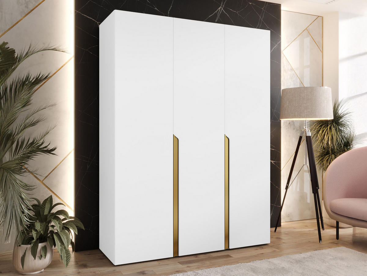 DREHTÜRENSCHRANK Mila I 150 - Goldfarben/Schwarz, Holzwerkstoff/Kunststoff (150/202/52cm) - MIRJAN24