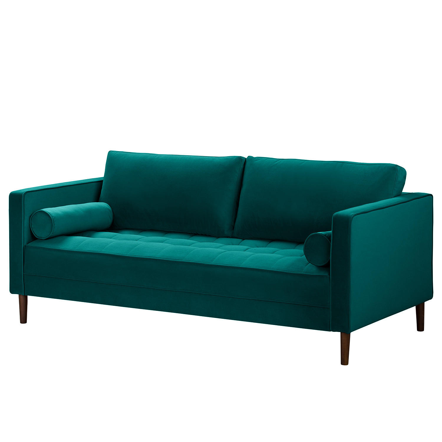 3-SITZER SOFA - Samt - Petrol, Textil (191/80/86cm) - home24