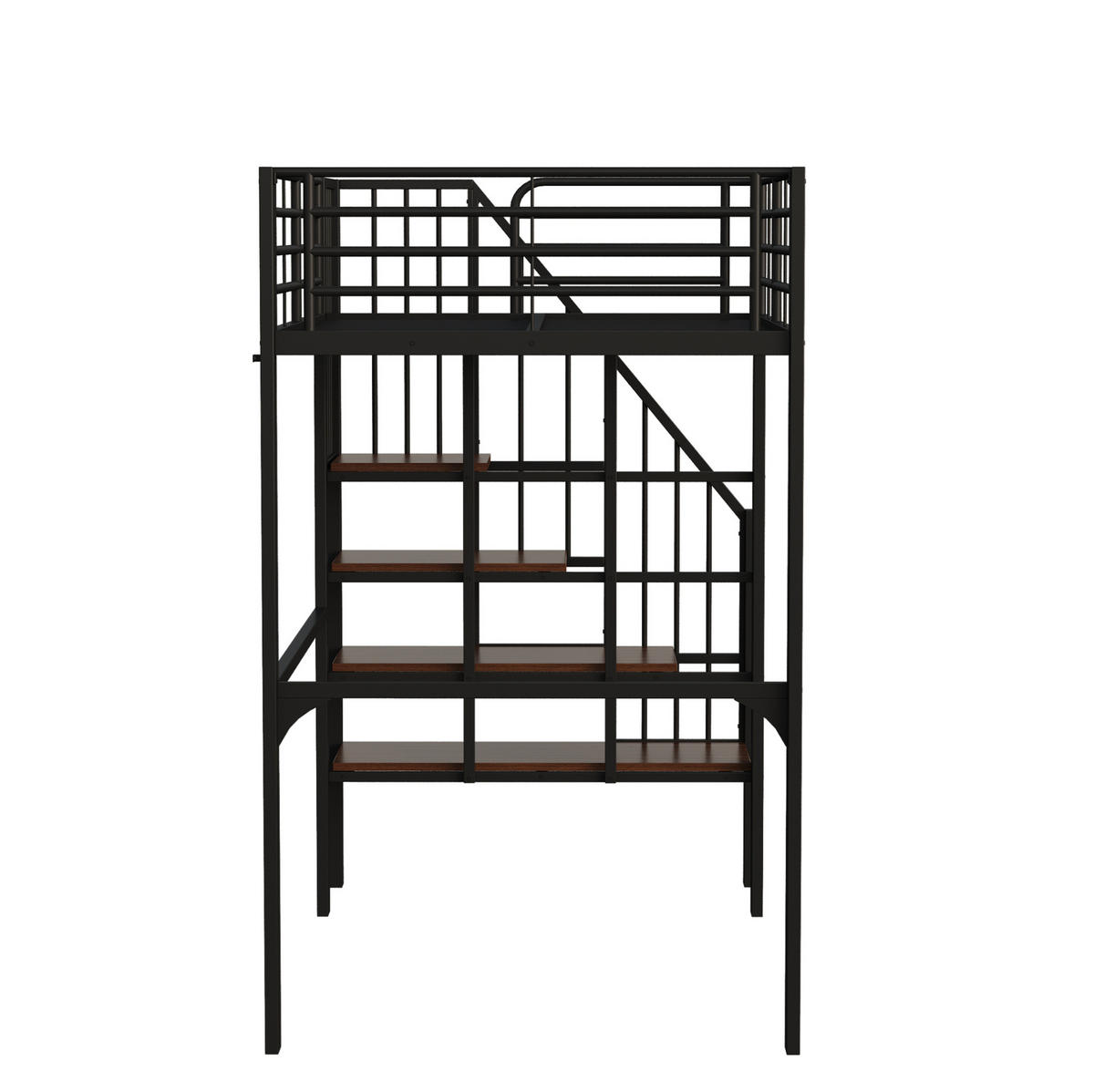 HOCHBETT 90/200 cm aus Metall mit Treppe und Stauraum in Schwarz - Schwarz, Metall (90/200cm) - Flora Grace