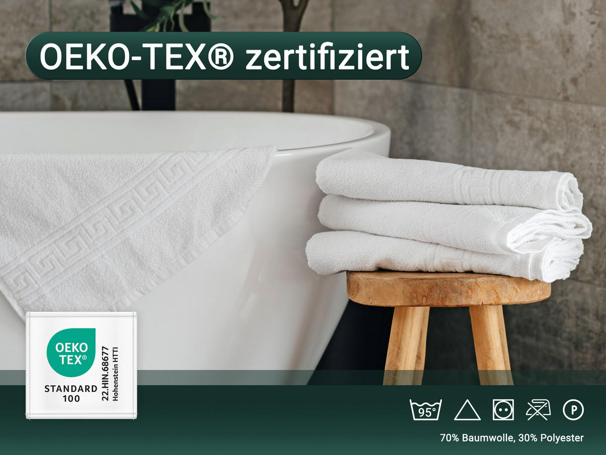 DUSCHTÜCHER, 5er-Set, 70x140 cm, 70% Baumwolle, 30% Polyester, Weiß - Weiß, Textil (70/140cm) - Zollner