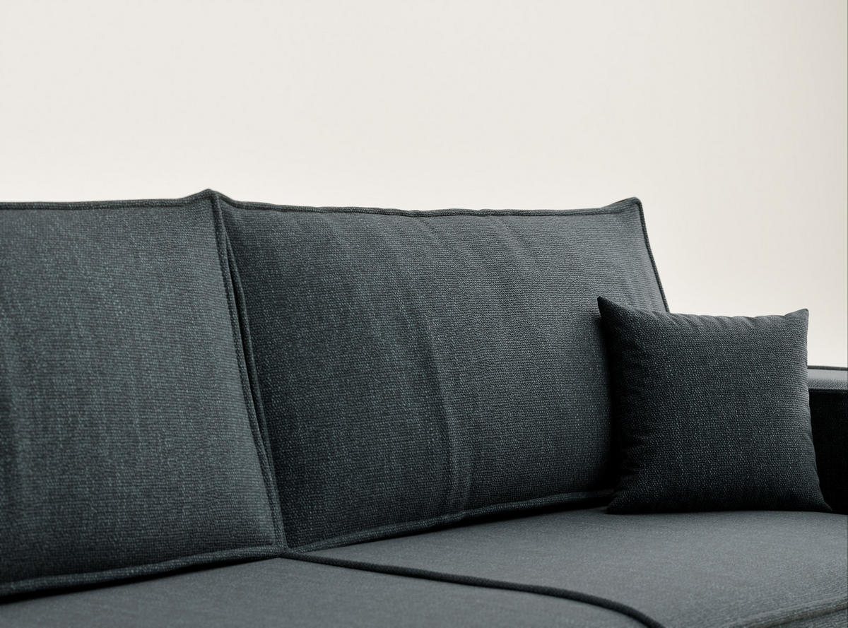 ROZKLÁDACÍ POHOVKA Milos, textil, tmavě modrý - černá/tyrkysová, dřevo/kompozitní dřevo (255/70/105cm) - Maison de Reve