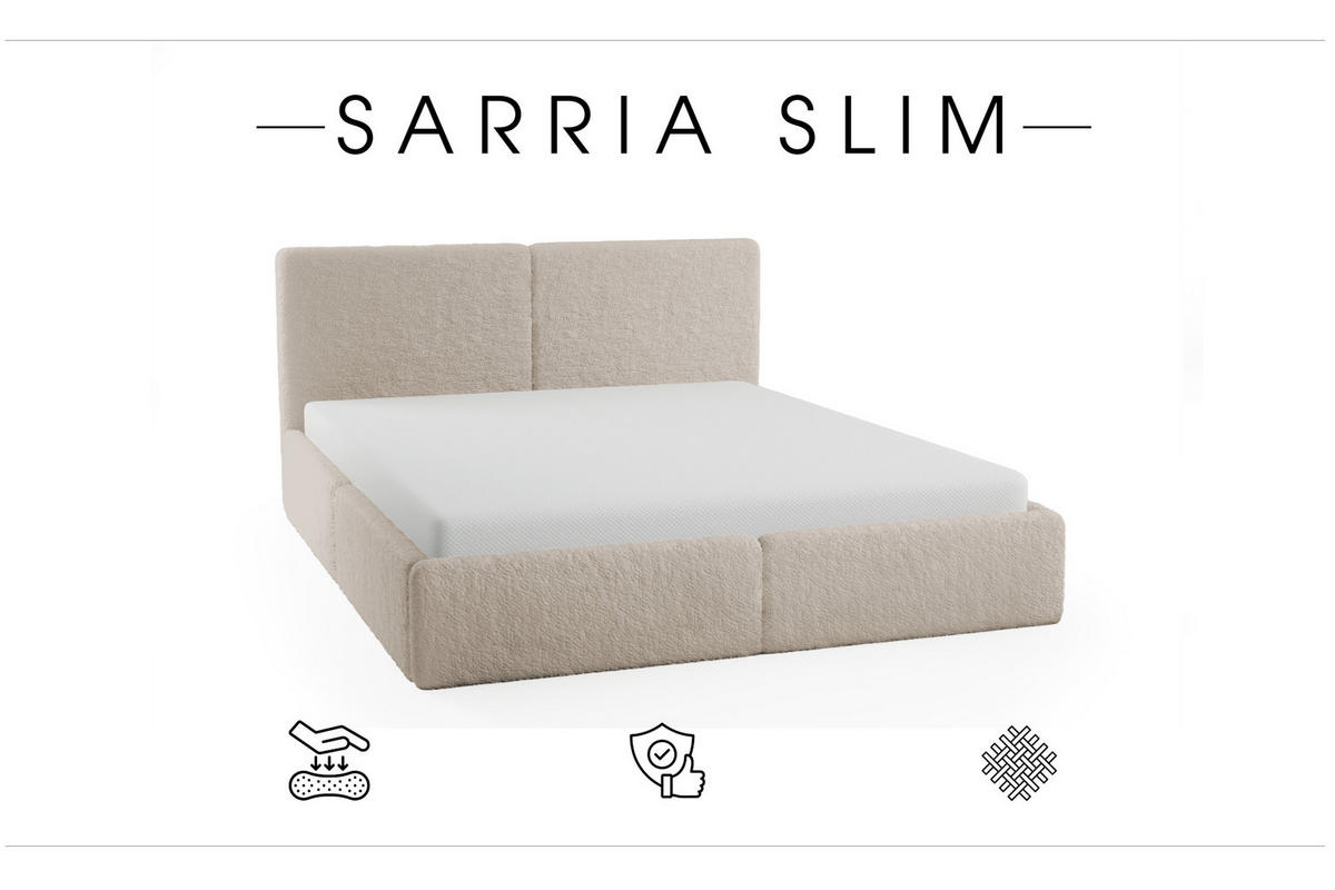 POLSTERBETT Doppelbett Sarria Slim Beige (Anthology 02) 140x200 cm - Beige, Textil (140/200cm) - Meblito
