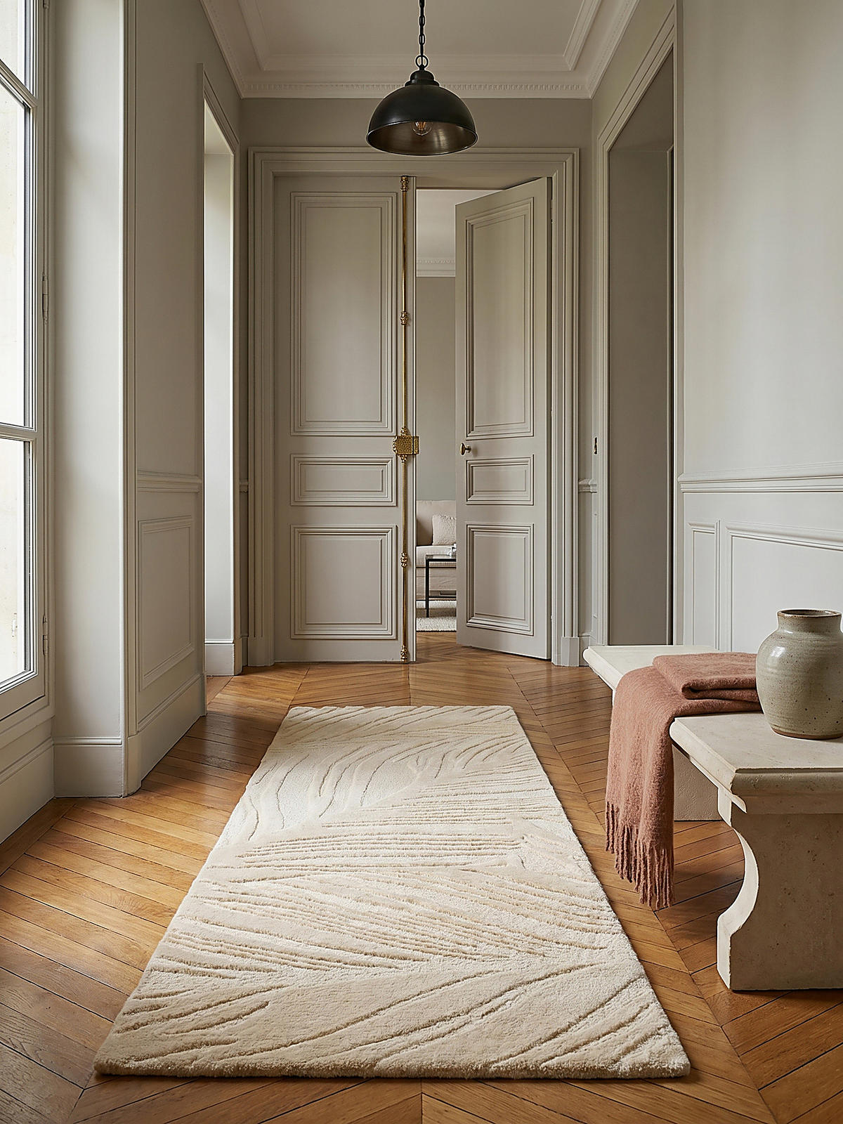 WOLLTEPPICH LEVEN, floral, Beige, 60 x 230 cm - Beige, Textil (60/230cm) - KADIMA DESIGN