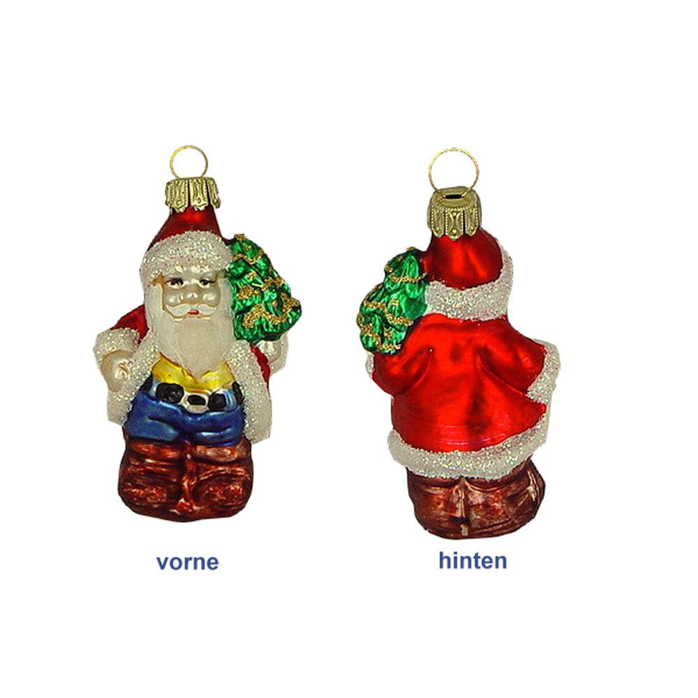 CHRISTBAUMSCHMUCK Weihnachtsmann mit Bäumchen 8 cm - Multicolor, Metall (0.1/8/0.1cm)