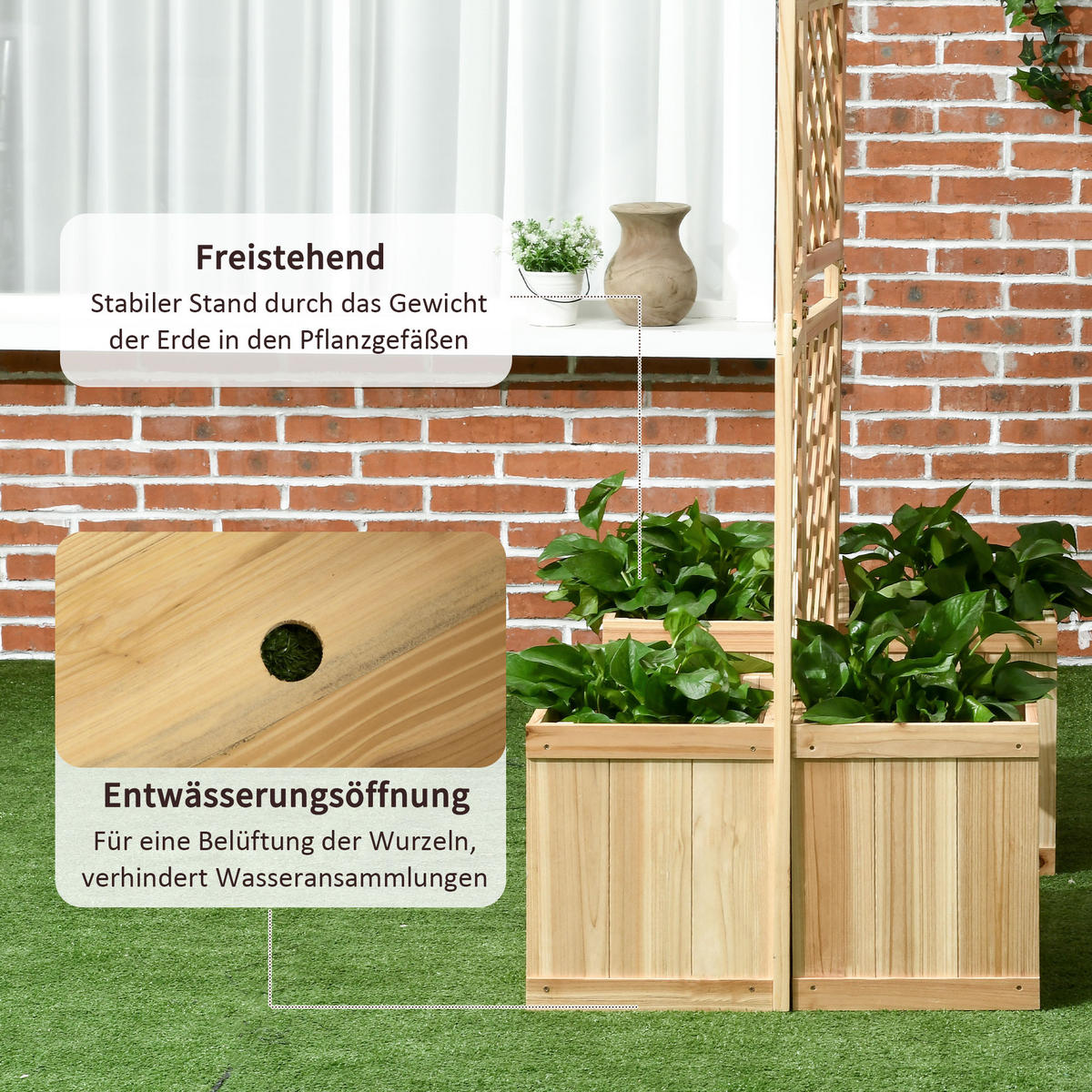 GARTENSICHTSCHUTZ, Tannenholz, Naturholz - Naturfarben, Holz (62/165cm) - Outsunny