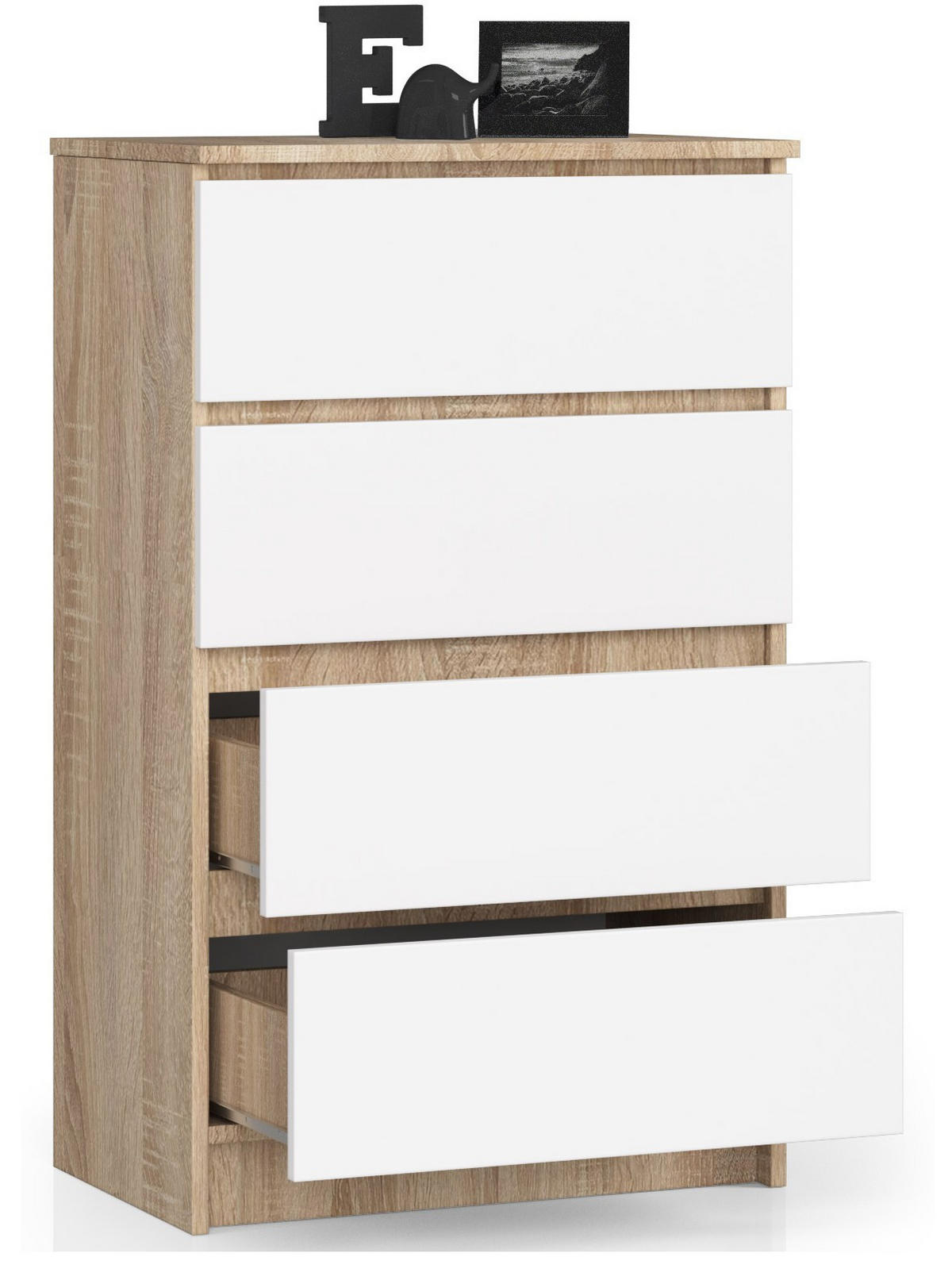 KOMMODE Sonoma Eiche, Weiß 60x40x99 cm - Weiß/Sonoma Eiche, Holzwerkstoff (60/99/40cm) - Akord