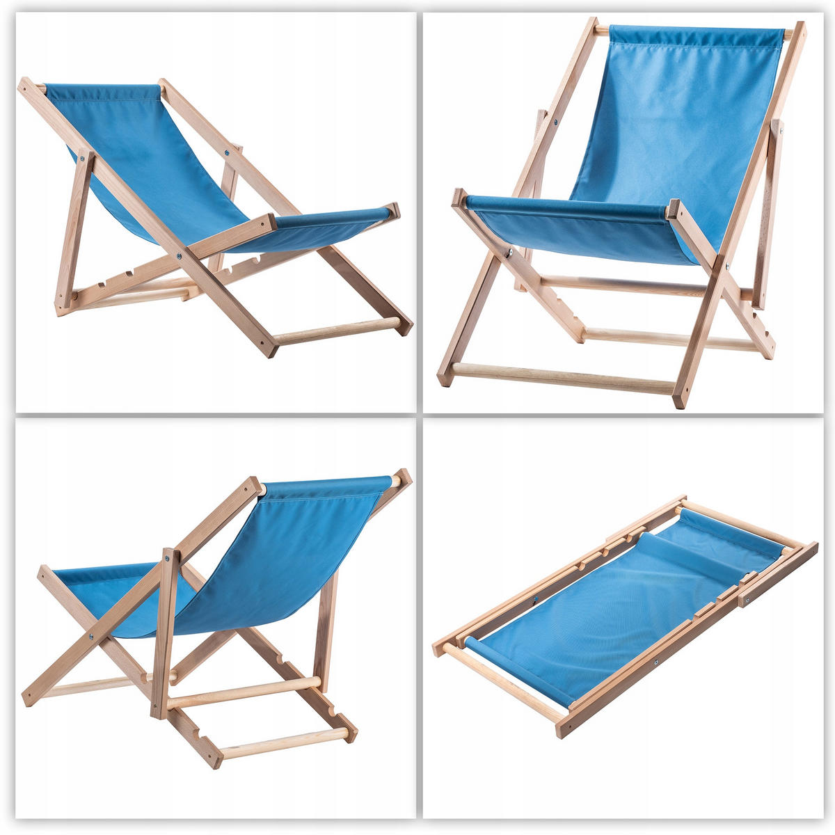 HOLZLIEGESTUHL Hellblau 2 Stk. - Hellblau, Holz (53/80cm) - KADAX