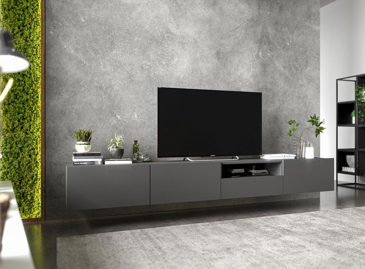 TV-LOWBOARD 2-er Set Enjoy Graphit Matt Schublade 120 cm - Grau, Holzwerkstoff (240/30/35cm) - Meble Lindner