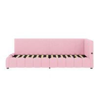 TAGESBETT 90/200 cm mit hydraulischem Bettkasten, LED-Beleuchtung und USB-/USB-C-Anschlüssen, Rosa, Vliesstoff - Pink, Textil
