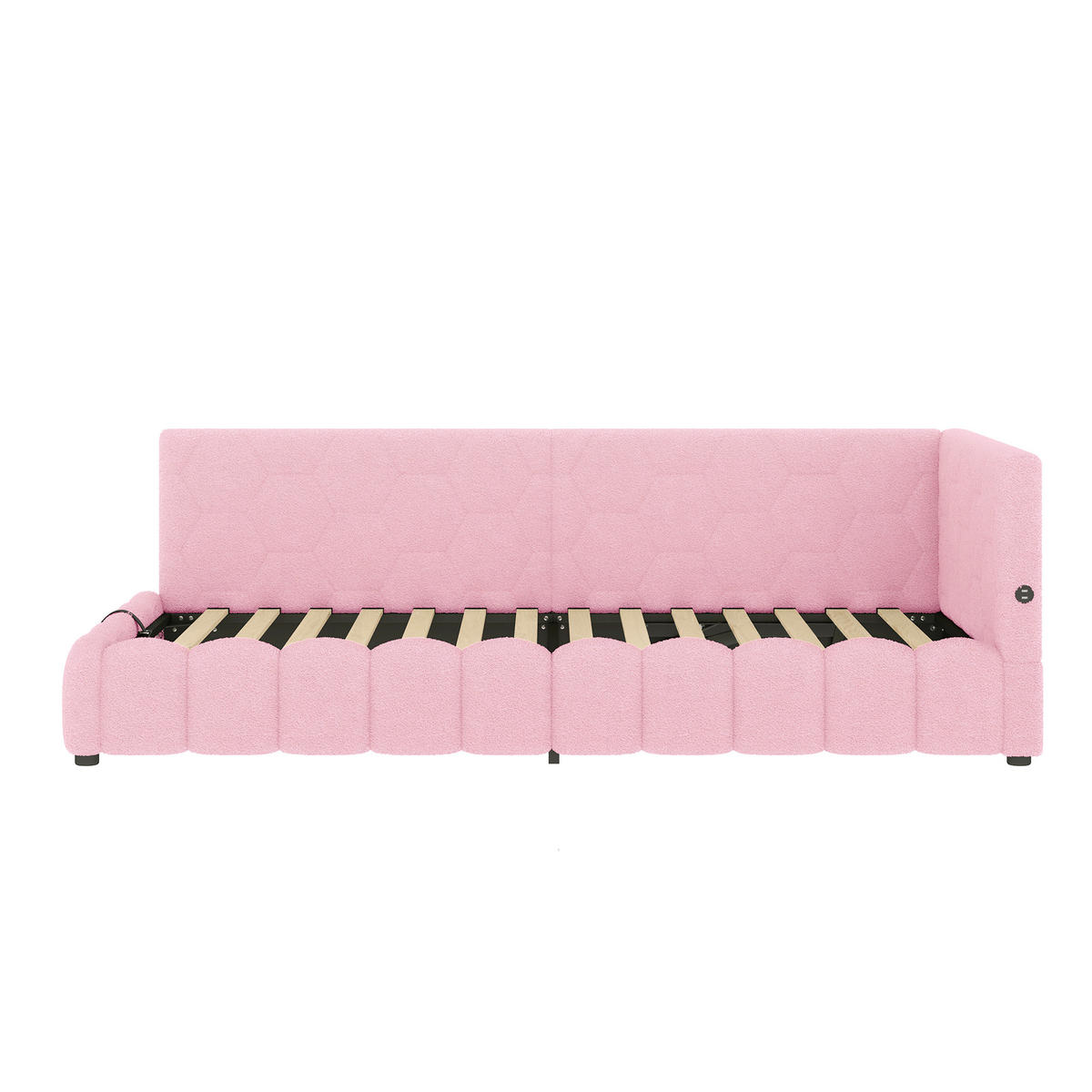 SCHLAFSOFA 90/200 cm in Rosa Samt mit Bettkasten, LED, USB und Type-C - Rosa, Holzwerkstoff/Textil (90/200cm) - WISHDOR