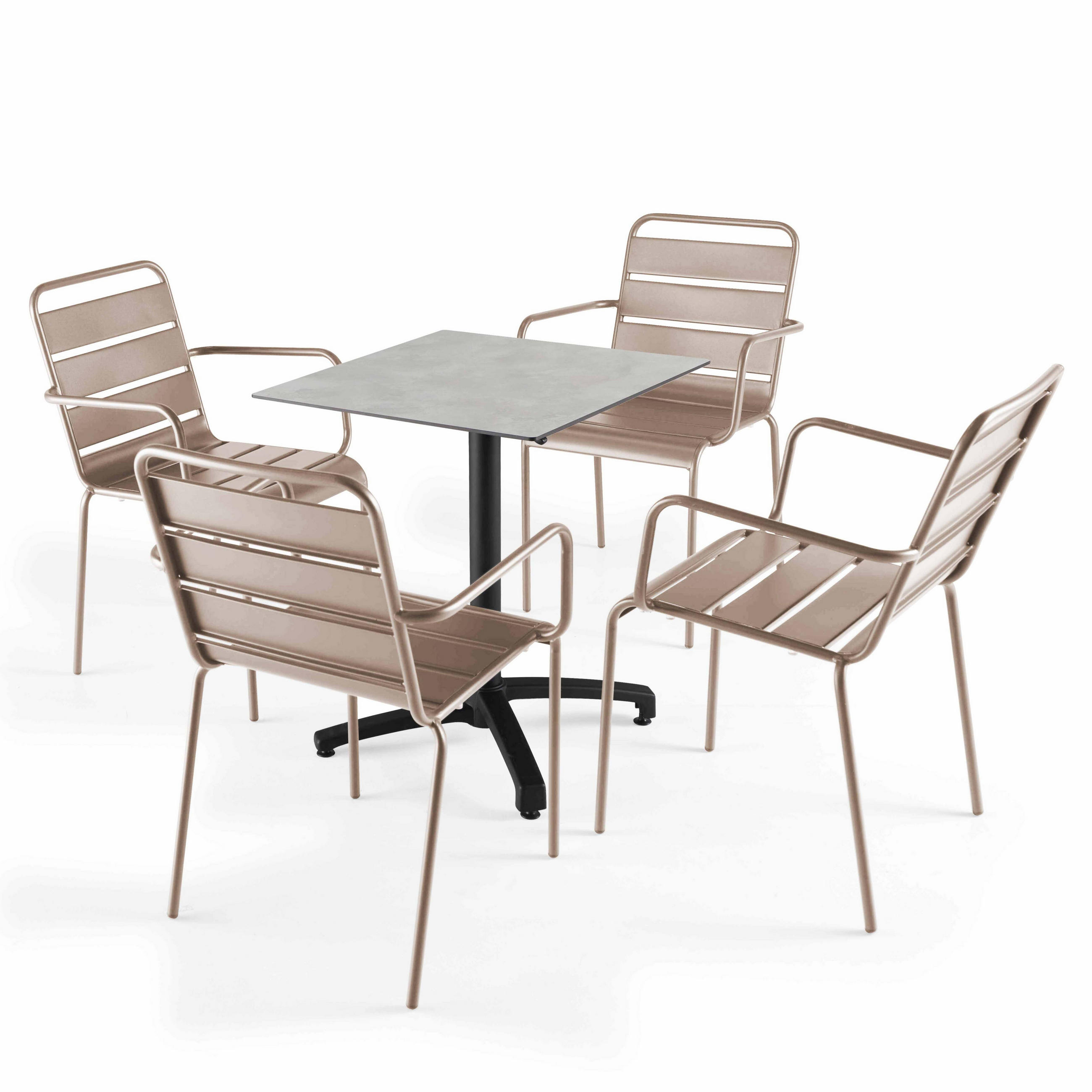 GARTENSET 5-tlg., Hellgrau und Taupe - Taupe, Metall - Oviala