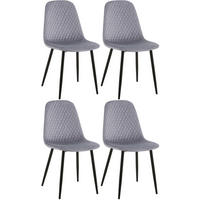 STUHL 4er Set Samt Grau - Schwarz/Grau, Textil/Metall (44/88/54cm) - CLP