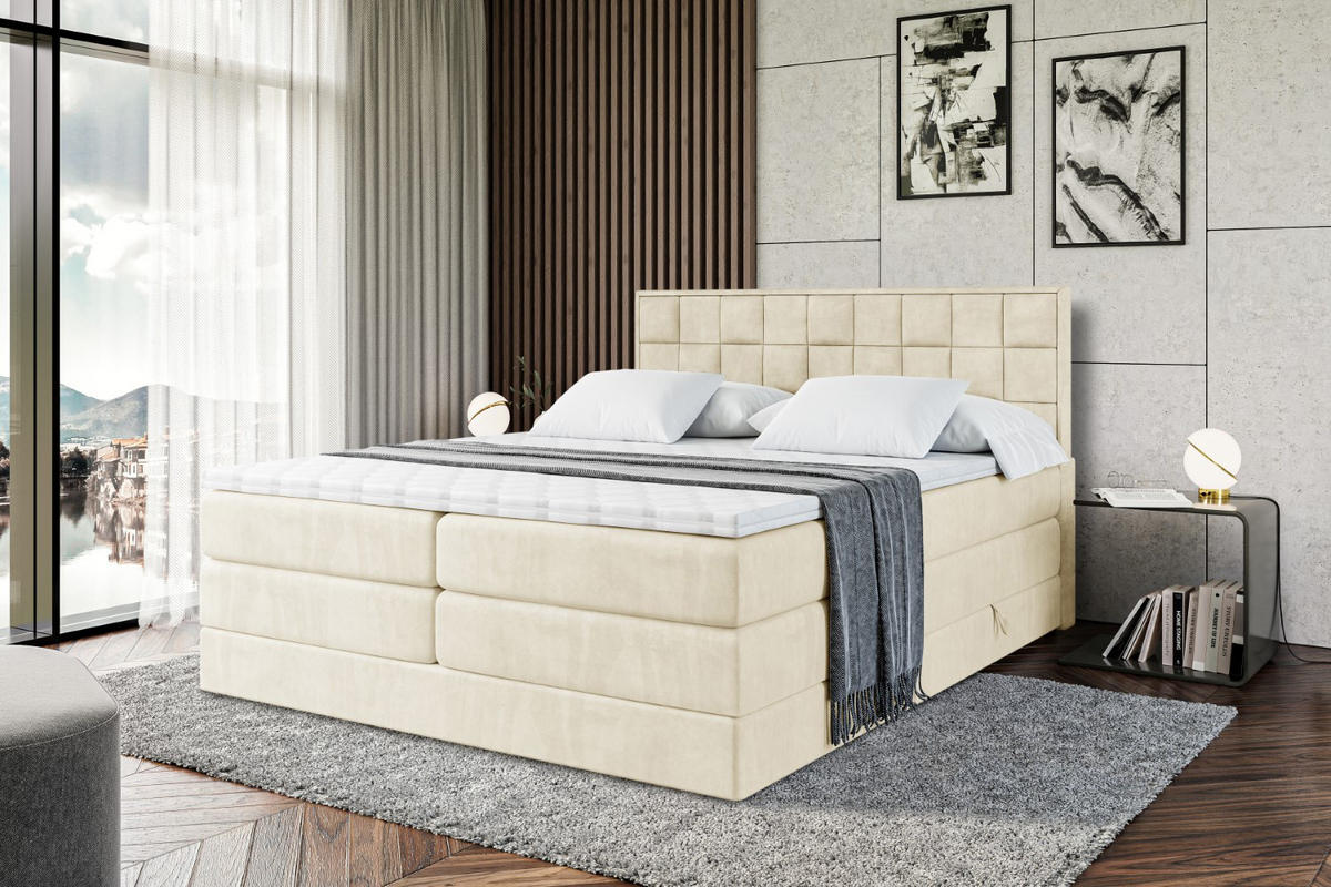 BOXSPRINGBETT ZAFIRA-BZ KING - 160 x 200 - H3/H4 - Beige - Beige, Holzwerkstoff (160/200cm) - ALTDECOR
