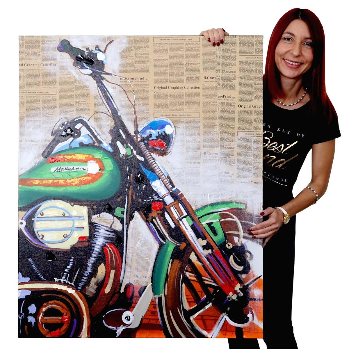 ÖLGEMÄLDE MOTORRAD HANDGEMALT Mehrfarbig - Multicolor, Textil (100/80cm) - MCW