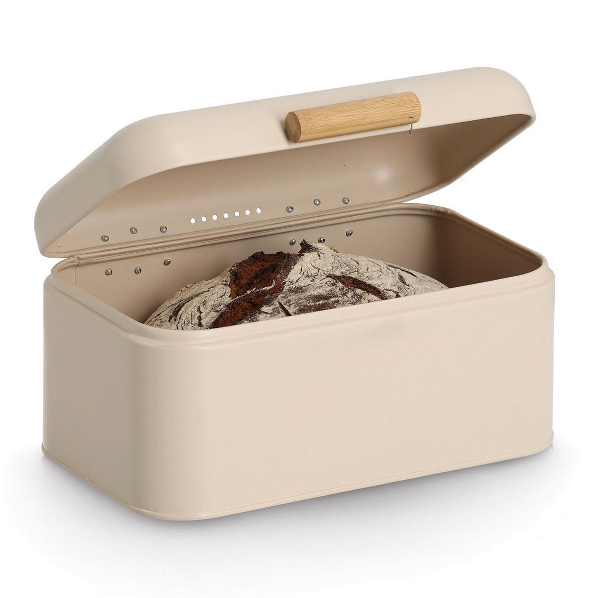 BROTKASTEN aus Metall 30,5/20,5/15,2 cm - Beige, Naturmaterialien (20.5/15.2/30.5cm) - ZELLER
