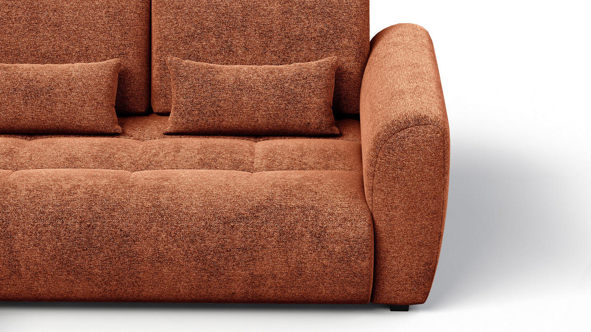 ECKSOFA SORENO 4-Sitzer, orange - Schwarz/Orange, Holz/Textil (293/171cm) - Courtois Laville