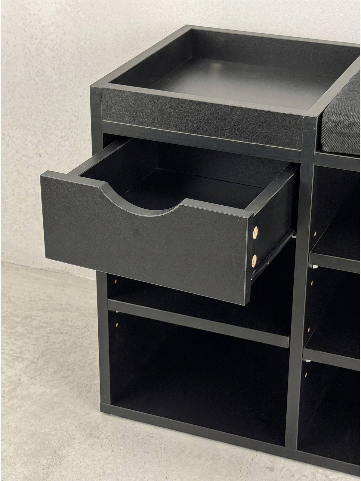 GARDEROBENBANK CARTAGENA, Stoff, Schwarz, 100 x 30 x 45 cm - Schwarz, Holzwerkstoff/Textil (100/45/30cm) - KADIMA DESIGN