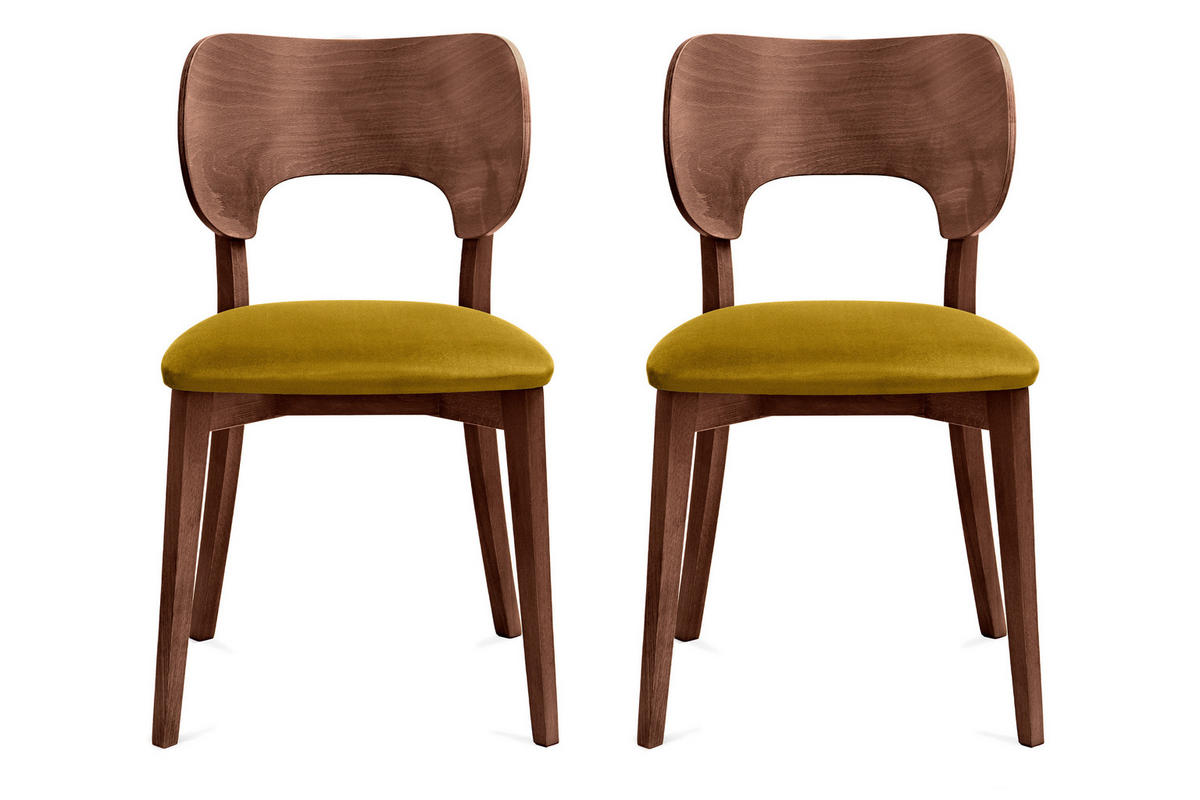 ESSZIMMERSTÜHLE LYCO (2er-Set), honig / Walnuss mittel - Walnussfarben/Honig, Holz/Buchenholz (47/81/45cm) - KONSIMO®