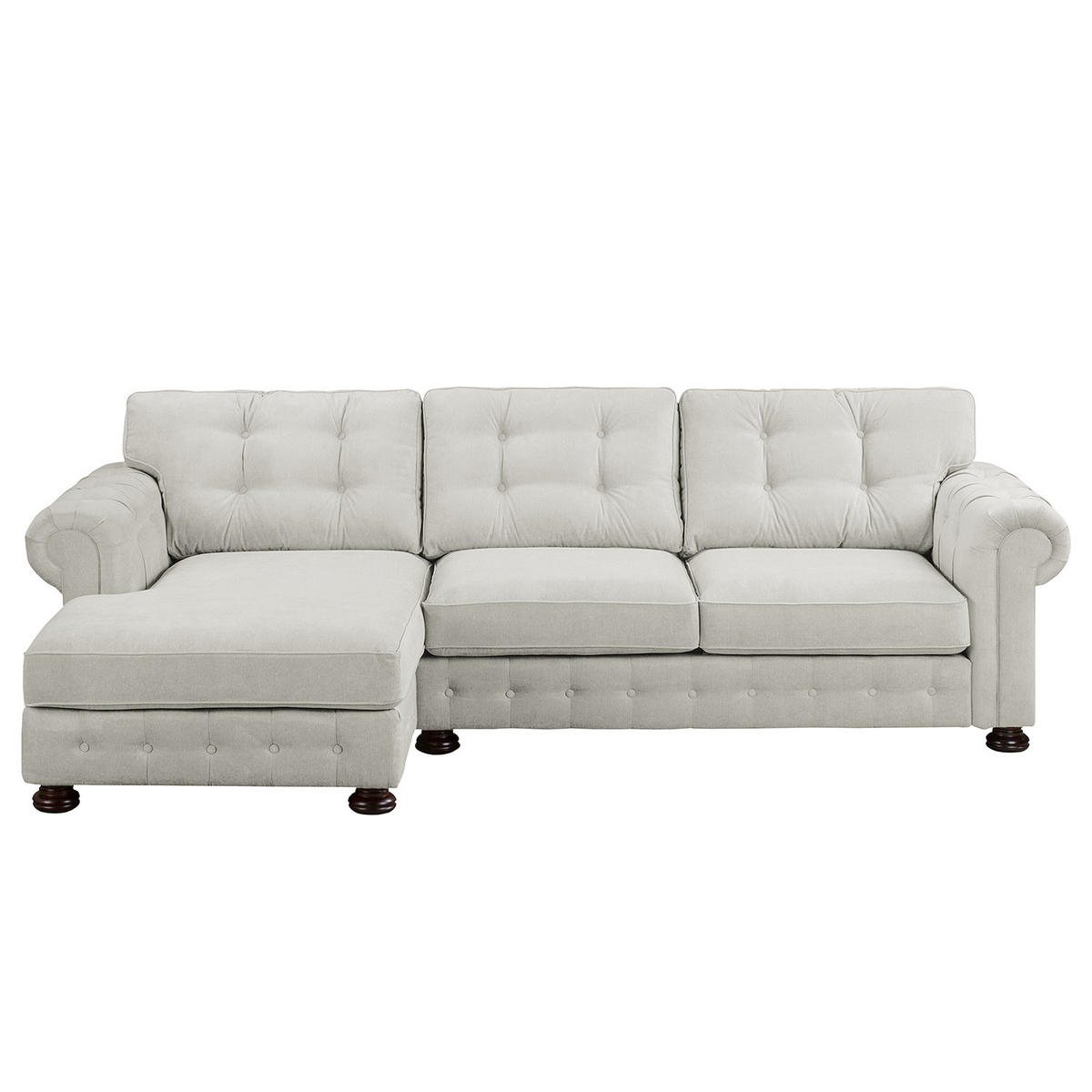 ECKSOFA mit Longchair - Microfaser - Beige, Textil (302/166cm) - home24