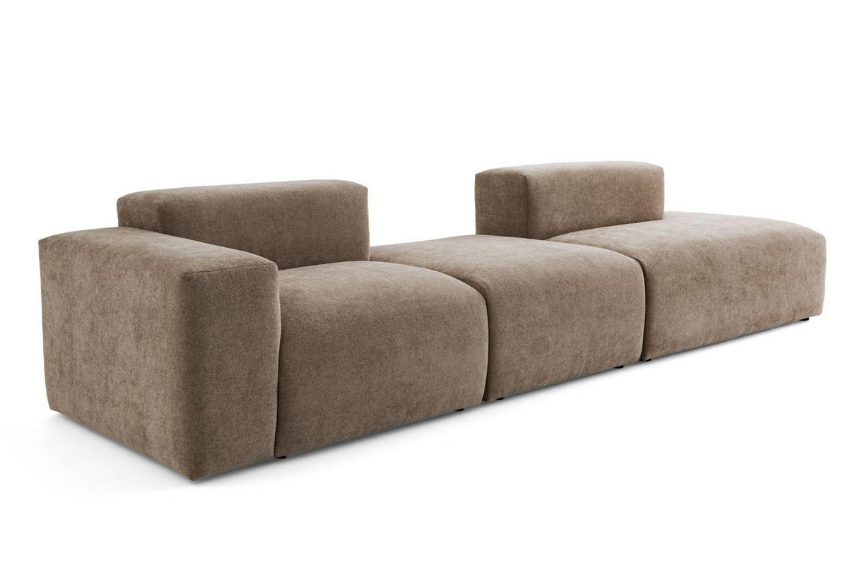 4-SITZER modulares Sofa HEAVEN SET 4 Rechts, Breite 335 cm Webstoff Braun - Schwarz/Braun, Holz/Kunststoff (102/71/335cm) - Muffo