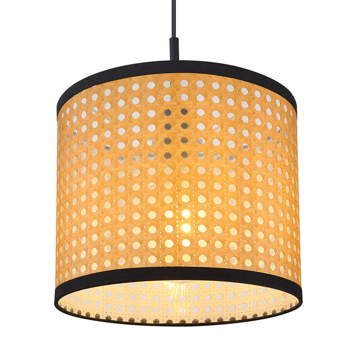 HÄNGELEUCHTE Bambus-Optik Braun - Braun, Kunststoff/Metall (28/28/140cm) - Globo Lighting