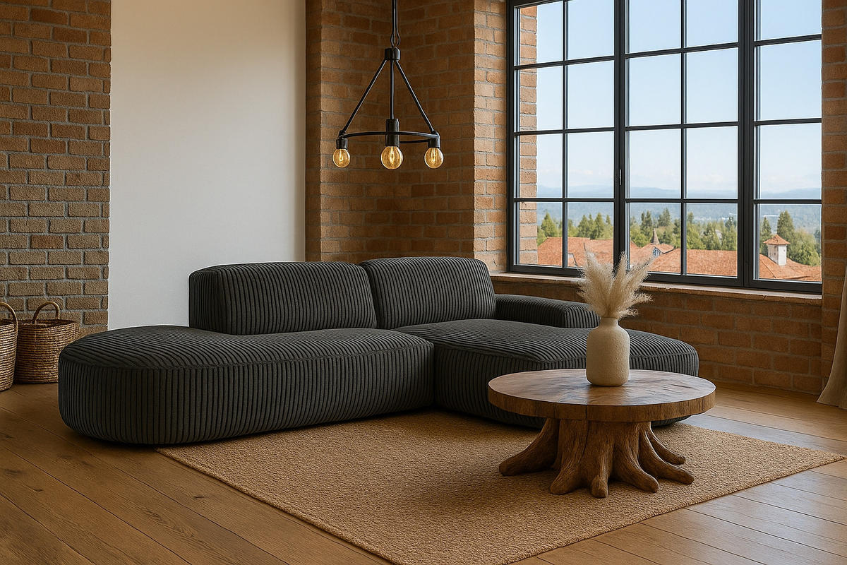 ECKSOFA Cursal Atelier, Stoff Poso, Grau, Rechts - Grau, Holz (284/166cm) - Kaiser Möbel