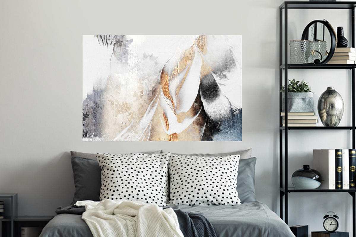 WANDTATTOO Luxus - Abstrakt - Gold - Weiß 120x80 cm - Goldfarben, Kunststoff (120/80/0.1cm) - MuchoWow