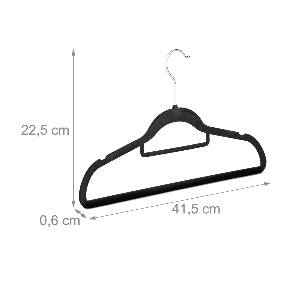 20XVEŠIAK na šaty - čierna, kov/textil (41.5/22.5/0.5cm) - Relaxdays