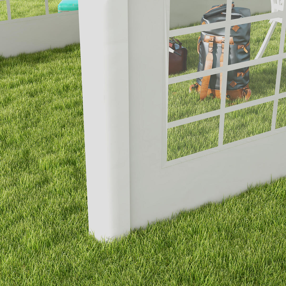 PAVILLON-SEITENWAND aus Kunststoff 597x200 cm in Weiß mit 3 Fenstern - Weiß, Kunststoff (200/1/597cm) - Modfu