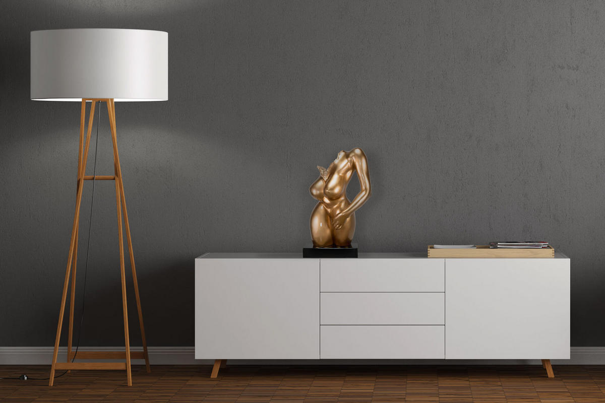SKULPTUR Gold 34/60 cm - Goldfarben, Stein (6.5/60/24cm) - KUNSTLOFT