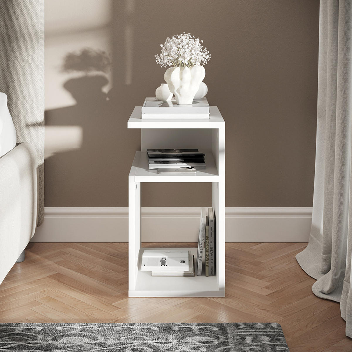 NACHTTISCH Elios Weiß 2er Set - Weiß, Holzwerkstoff (25/45.3/35cm) - Vicco