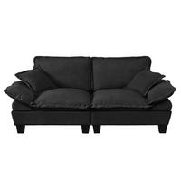 2-SITZER SOFA Chenille Schwarz Segelboot-Design, abnehmbare Armlehnen - Schwarz, Textil (194/90/82cm) - Urban Meuble