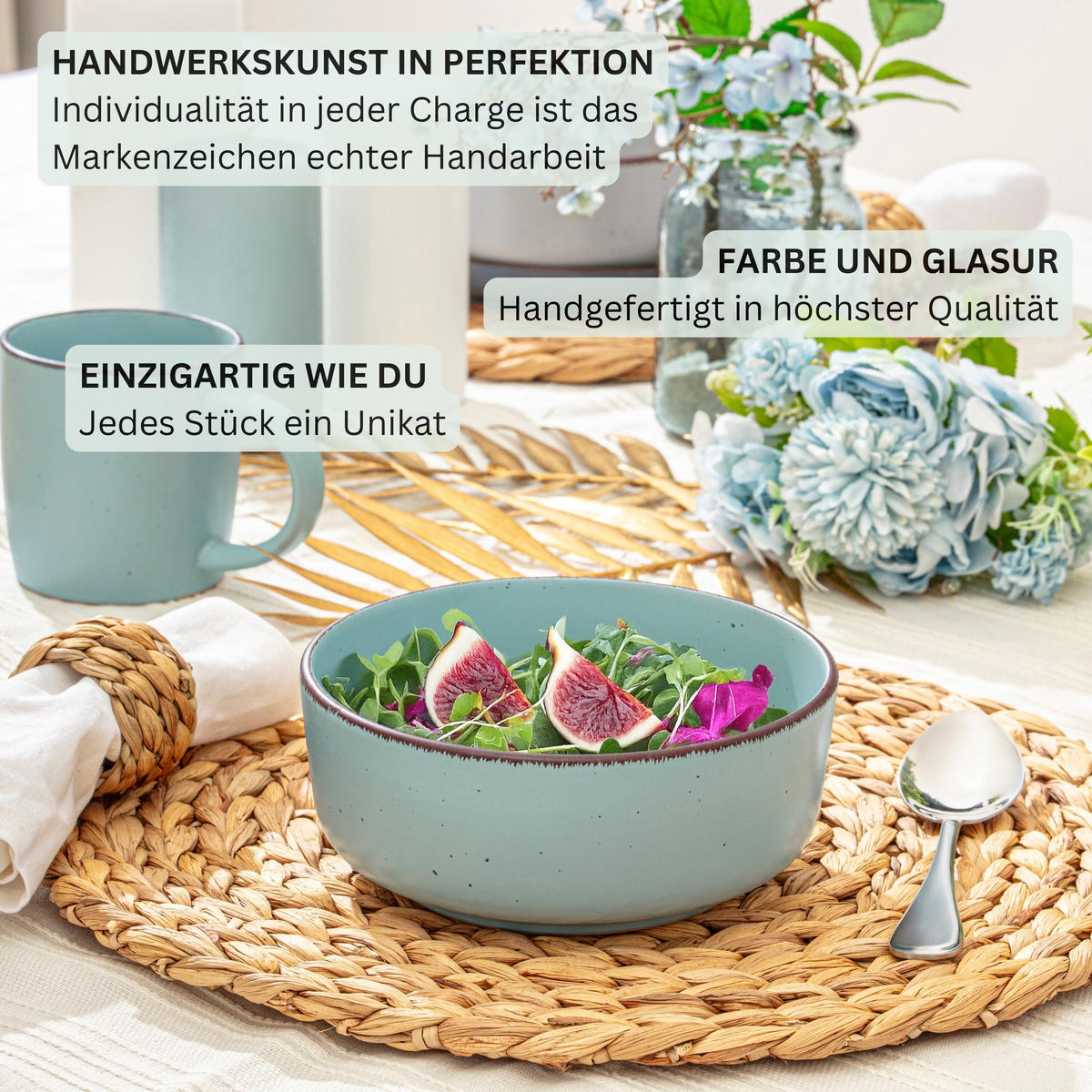SCHALEN BOMBAY SKY SHADES - 4 teilig aus Steingut - Blau/Multicolor, Stein (16.5/16.5/6.5cm) - Sänger