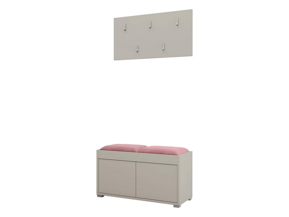 GARDEROBEN-SET Gesita VII - Kaschmir/Silberfarben, Holzwerkstoff/Kunststoff (84/45/35cm) - MIRJAN24
