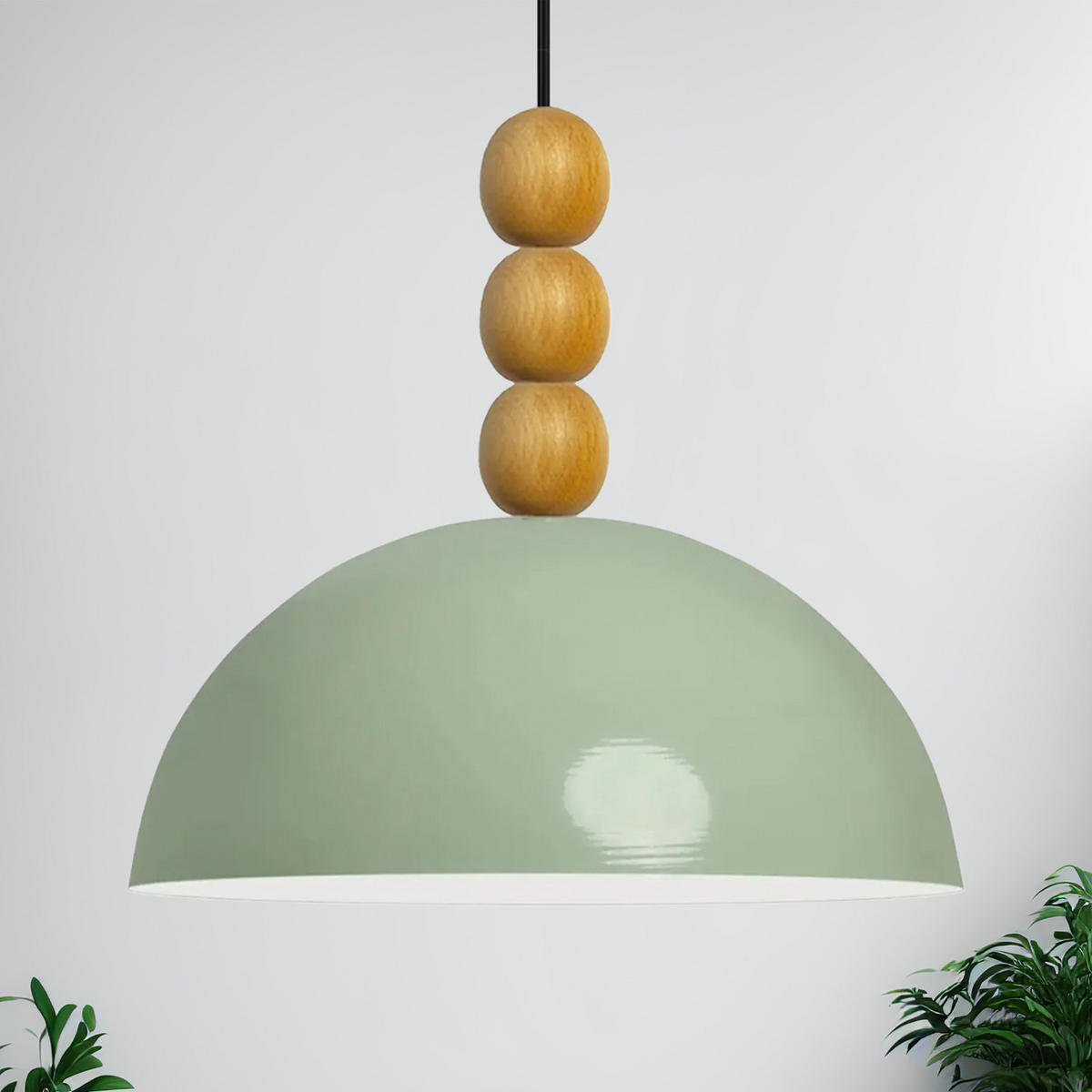 PENDELLEUCHTE Lipeo Vintage 26/15 cm - Weiß/Mintgrün, Holz/Metall (26/15cm) - Bamyum