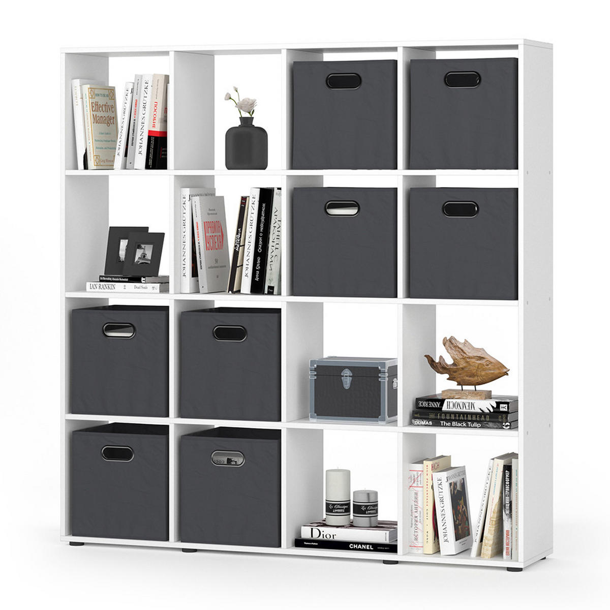 RAUMTEILER Karree Weiß 138.5 x 142.5 cm mit 4 Faltboxen - Weiß, Holzwerkstoff (138.5/142.5/29cm) - Vicco