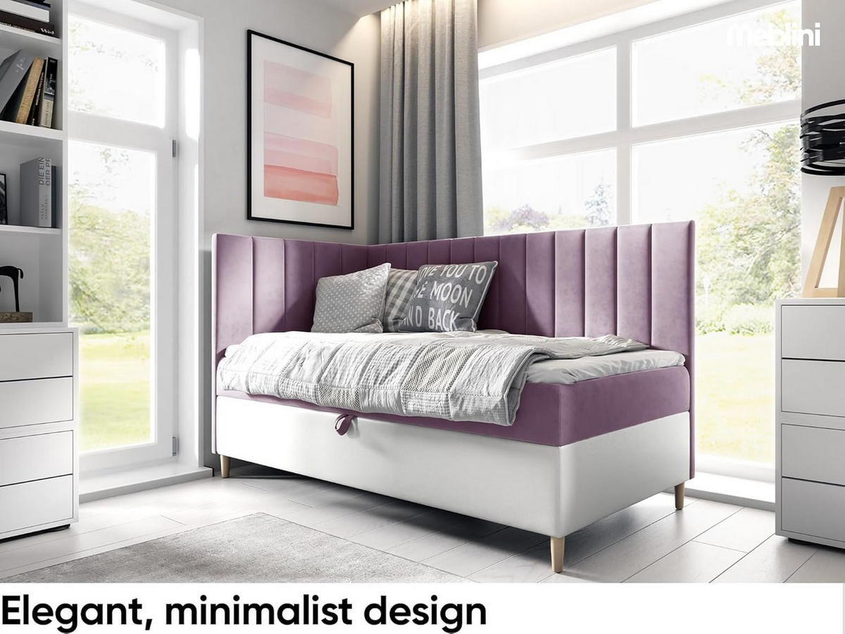 KINDERBETT MAYA 3 - Lila/Weiß, Holzwerkstoff (86/208cm) - Meblini