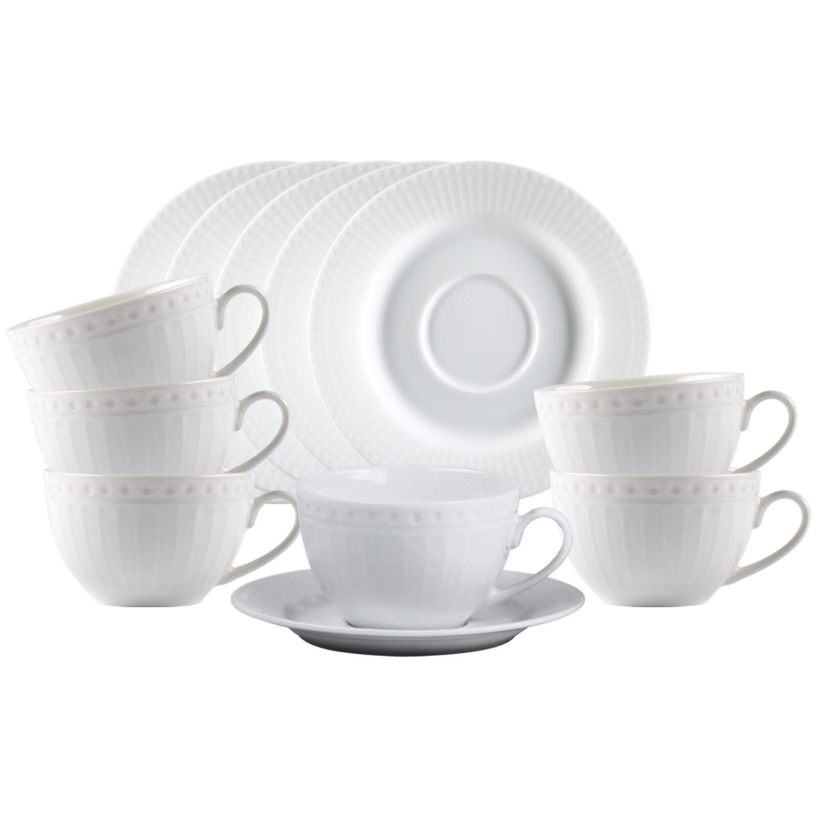 KAFFEETASSEN MIT UNTERTASSEN Sofia weiß 220 ml 6er Set - Weiß, Keramik (15.5/8/15.5cm) - Ritzenhoff Breker