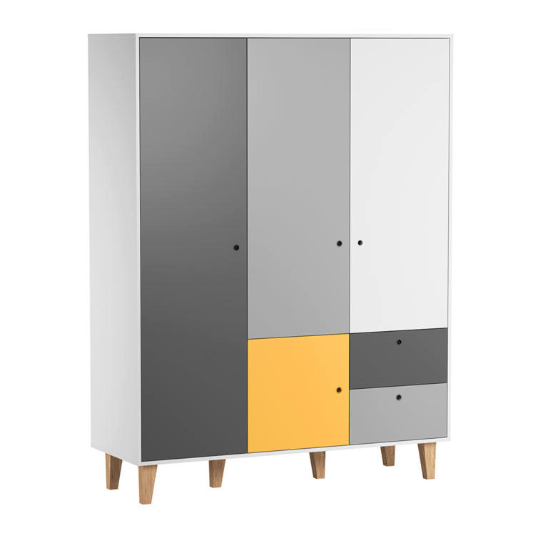 SCHRANK 3 Türen gelb - Gelb, Holzwerkstoff (153/201.5/55cm) - Petits-meubles