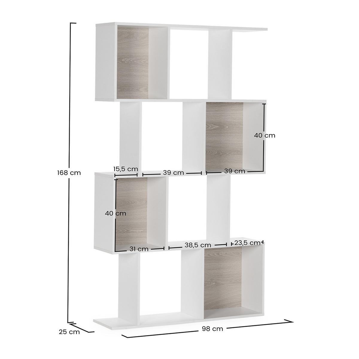 REGAL Nagato 8 fächern weiße Farbe - Weiß, Holzwerkstoff (98/168/25cm) - VS Venta-stock