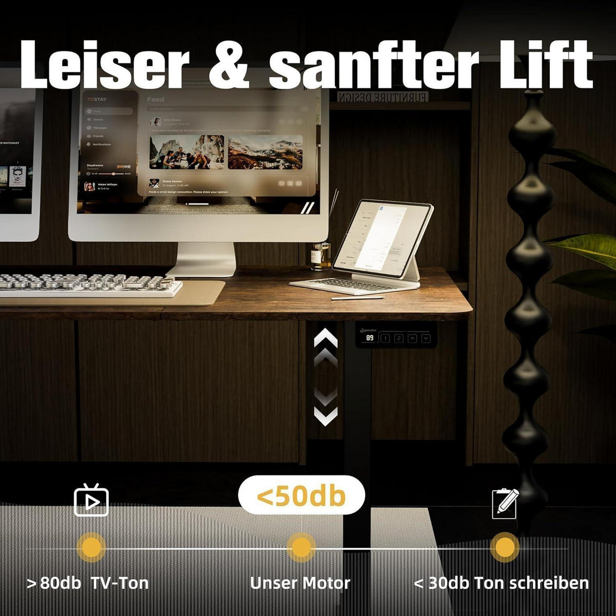 SCHREIBTISCH höhenverstellbar elektrisch 160 x 70 cm Braun - Braun, Holzwerkstoff (160/60/118cm)