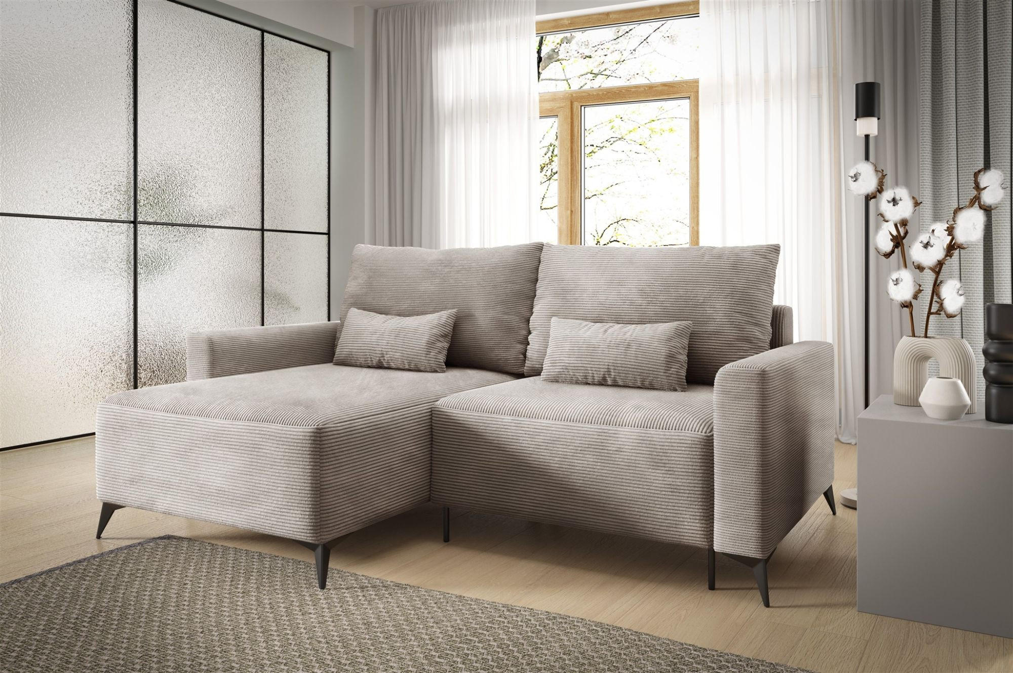 ECKSOFA Silves Mit Schlaffunktion - Beige, Holzwerkstoff/Textil (239/148cm) - Fun Möbel