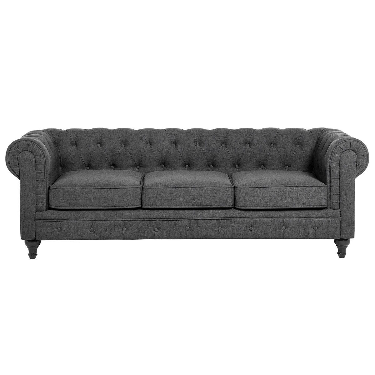 4-SITZER SOFA SET Polyester Grau Chesterfield - Grau, Textil (202/70/75cm) - Beliani